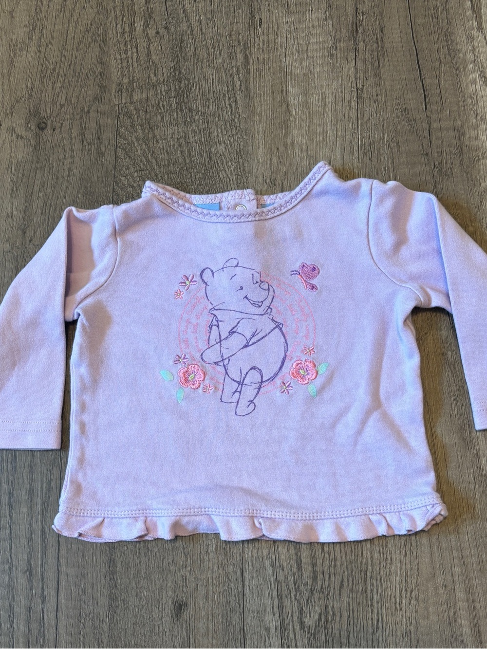 Vintage 2000s Y2K Winnie The Pooh Baby Clothes Shirt Top Purple Butterfly 18M